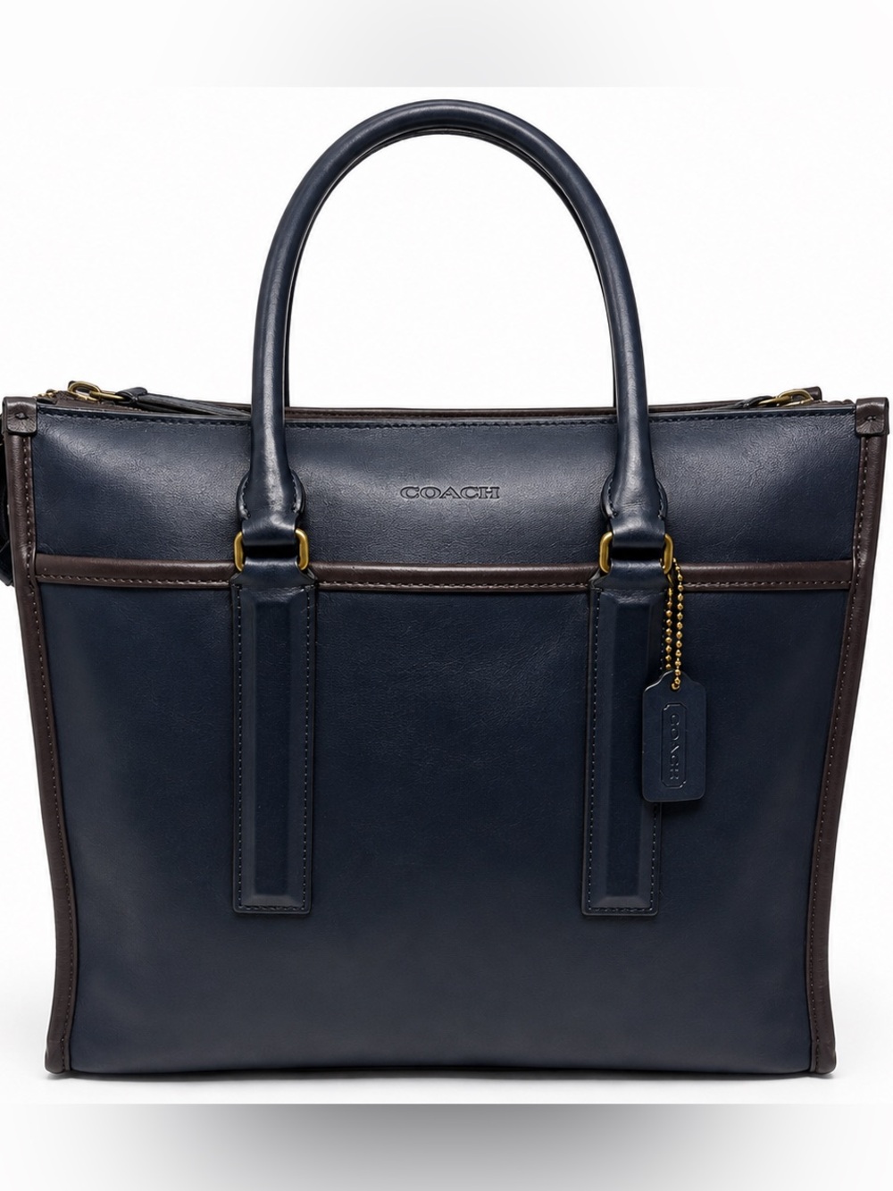 COACH Legacy Leather Large Tote 70725 Navy Brown Brass 2012